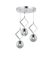 TT015-3Y KR TT Aydınlatma Krom Kaplama Füme Camlı 3 lü Yuvarlak Avize