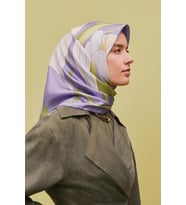 2025  İLKBAHAR - YAZ - DJ SAF İPEK EŞARP  ( SURA)-9302 (Mor-Grı)
