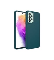 Samsung Galaxy A53 5G Uyumlu Kılıf Metal Çerçeve ve Buton Tasarımlı Silikon Zore Luna Kapak (Koyu Yeşil)