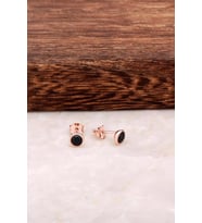 Rose Tasarım Mini Gümüş Küpe 4590 (Rose-Siyah)