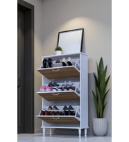 Eliusta Duru 72 cm Genişlikte Meşe Renk Ayaklı Ayakkabılık Antre/Kapı Önü 72x127x26 cm Ayakkabılık
