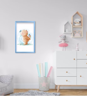 BK Home Tatlı Ayıcık Tasarımlı Dekoratif Mavi Ahşap Çerçeveli Çocuk Odası Tablo-1