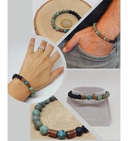 Afrika Turkuaz & Oniks Taşı 8mm Unisex Tasarım Bileklik Hawaii Model (3871)