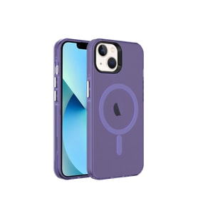 Apple iPhone 14 Uyumlu Kılıf Zore M-safe Şarj Özellikli Buzlu Transparan C-Pro Sert Kapak (Koyu Mor)