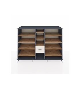 Kronos Dolap 11 Raflı 3 Çekmeceli  220x59x163 Antrasit-Çam/Aytaşı