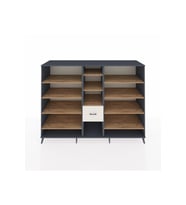 Kronos Dolap 11 Raflı 3 Çekmeceli  220x59x163 Antrasit-Çam/Aytaşı