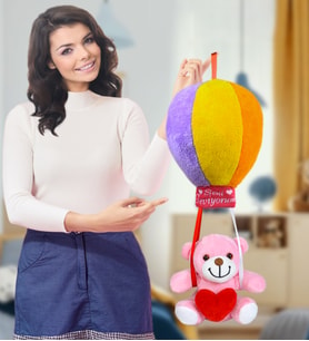 HARİKA PELUŞ RENGARENK UÇAN BALONLU AYICIK (%100) YERLİ (Pembe)