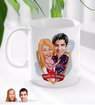 BK Gift Kişiye Özel İsimli Sevgililer Karikatürlü Beyaz Kupa Bardak-2