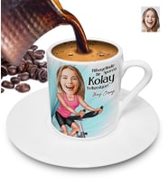 Nihayetinde Sporcu Kolay Yetişmiyor Kişiye Özel Karikatürlü Türk Kahvesi Fincanı (Beyaz)
