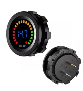 Ayt Powermaster IC-230E 6-18 Volt Voltmetre Pano Tipi Akü Göstergeli 28 Mm 6-18 Volt Dış Çap 36.5 Mm 2 Pinli