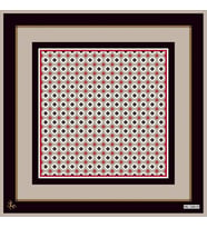Geometrik Desen Black Seri Twill Eşarp Eşarp Askısı ile Birlikte 90x90 cm Vizon 