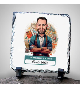 Kişiye Özel Hediye Karikatürlü En Yakışıklı İç Mimar Dekoratif Taş