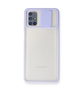 Samsung Galaxy M51 Kılıf Palm Buzlu Kamera Sürgülü Silikon - Lila