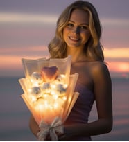 LED Işıklı Premium Yumoş Balonlu Pembe Ayıcık Buketi – Kıza Sevgiliye Özel Romantik Hediye