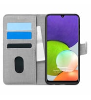 Microsonic Samsung Galaxy M32 4G Kılıf Fabric Book Wallet Gri