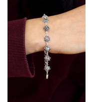 Nergis Çiçeği Hasır Model İşlemeli Gümüş Kadın Bileklik 201025250