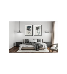 Beyaz Çerçeve Görünümlü 2'li Set Soyut Temalı Minimal Tablo (Çok Renkli)