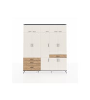 Arges Dolap 8 Raflı 4 Çekmeceli 3 Askılı 220x30x243 Antrasit-Aytaşı/Çam