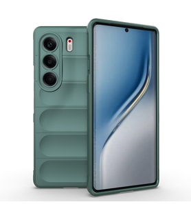 Lexroo Tecno Camon 40 Pro Kılıf Esnek TPU Oyuklu Arka Yüzey Tasarımlı Etnik Silikon Kılıf - Koyu Yeşil