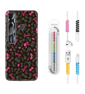 Tecno Spark 6 6 Go 8C 8 Pro 7 7 Pro Kılıf Kablo Koruma Spiral Silikon Barbie and Shoes 1413