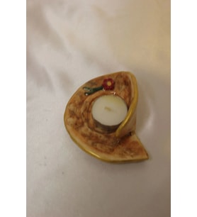 Seramik El İşi Mumluk Kırık Yuvarlak (Sarı - Lila)