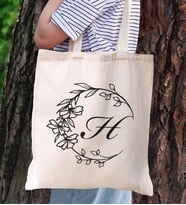 BK Gift Kişiye Özel Harfli Kanvas Bez Çanta-4, Baskılı Omuz Çantası, Alışveriş Çantası