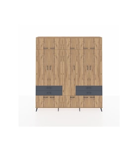 Arges Dolap 11 Raflı 4 Çekmeceli 2 Askılı 220x30x243 Çam-Çam/Antrasit