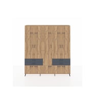 Arges Dolap 11 Raflı 4 Çekmeceli 2 Askılı 220x30x243 Çam-Çam/Antrasit