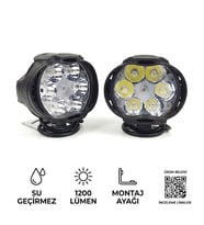 Motosiklet Ve Elektrikli Araç Uyumlu 6 Led'li 2 Modlu Beyaz Renk Mercekli Ek Aydınlatma Lambası 9-85v 2'li Paket