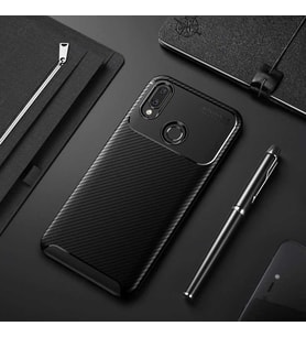 Huawei Honor Play Kılıf Karbon Silikon Case (Siyah)