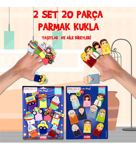 2 Set - 20 Parça Tox Taşıtlar ve Aile Bireyleri Parmak Kukla T751 T181