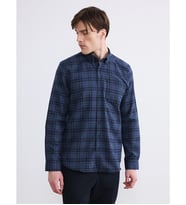 LCWAIKIKI Classic Mavi Regular Fit Yün Karışımlı Gabardin Erkek Ekose Gömlek