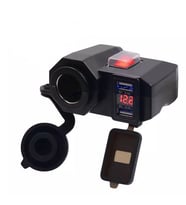 Motosiklet Çift port usb şarj Voltmetre ve çakmak yuvası