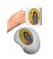 Düşünen Kadın Baskılı Mouse Pad + Kupa Bardak Mug