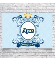 MAVİ DAMASK DESENLİ DOĞUM GÜNÜ AFİŞİ