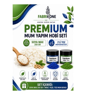 Premium Mum Yapım Hobi Seti - Soya Wax 250 gr - 2'li Toz Mum Boyası Seti - Mavi, Yeşil BKFABSW2502MY