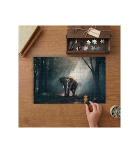 Ormandaki Fil Tasarımı 240 parça Ahşap Puzzle Ahşap Kutuda MP04532