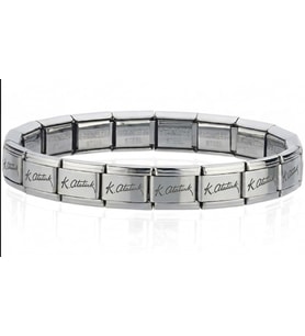 K. Atatürk İmzalı İtalyan Charm Unisex Çelik Bileklik 18cm scb54 (Beyaz)