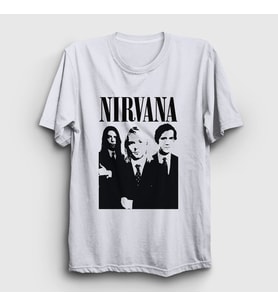 Presmono Unisex Beyaz Band Nirvana T-Shirt 98929tt