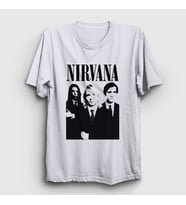 Presmono Unisex Beyaz Band Nirvana T-Shirt 98929tt