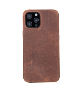 Apple iPhone 12 Pro Max Uyumlu Deri Arka Kapak ROCK G2 Kahve