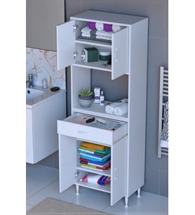 Eliusta Artex  55 cm Yüksek Organizasyonlu Boy Dolabı 55x173x32,5 cm Beyaz Banyo/Mutfak Dolabı