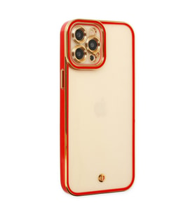 Iphone 12 Kılıf Liva Lens Silikon - Kırmızı