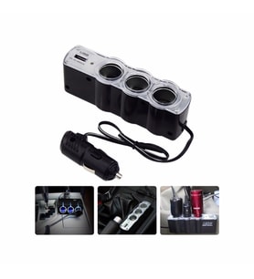 Araba Araç Oto Çakmak Çoklayıcı Çoğaltıcı Soketi Usb Çakmaklık (Siyah-Gri)