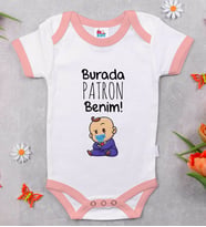 BK Kids Burada Patron Benim Tasarımlı Pembe Bebek Body Zıbın-1