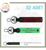 Motorcu Yolculara, İsim Plaka ve B + Kan Grubu Yazılı Güvenli Sürüş Anahtarlığı, F Yeşil-Bordo-Ysl