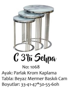 Brc 17540 Zigon C MODEL Mertal Krom renk Kırılmaz Temper Beyaz mermer cam El Yapı