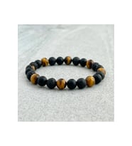 Unisex - Elegant > Kaplan Gözü + Lav + Onix Doğal Taşlı Padore Bileklik  Handmade