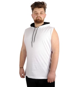 Mode XL Büyük Beden Erkek Kolsuz Kapşon Basic 21125 Beyaz