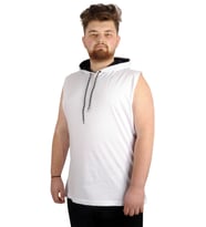 Mode XL Büyük Beden Erkek Kolsuz Kapşon Basic 21125 Beyaz